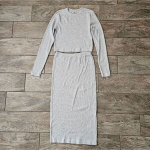 H&M Gray Ribbed Knit Two-Piece Set